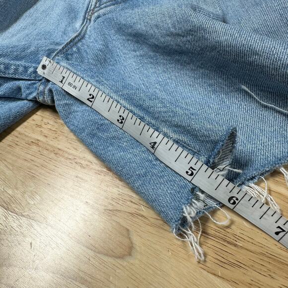 Mother Snacks NWT Double Pleated Fun Dip Short Fray Denim Shorts Size 27 Blue - Picture 12 of 12